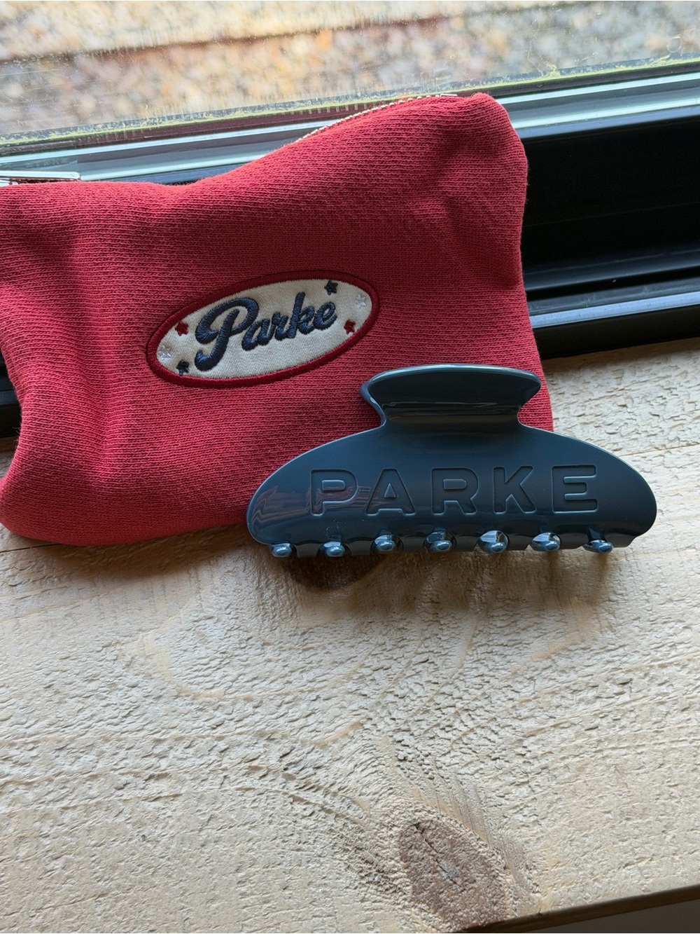 NEW PARKE Claw Clip and Zipper Pouch in Washed Indigo